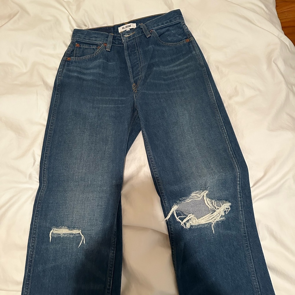 REDONE 90s high rise loose jeans size 25 worn once ripped knees RE/DONE - Picture 4 of 5